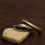Raw signature ring & Textured half round ring