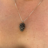Organic silver pinecone necklace