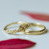 Fingerprint & twisted branch wedding rings