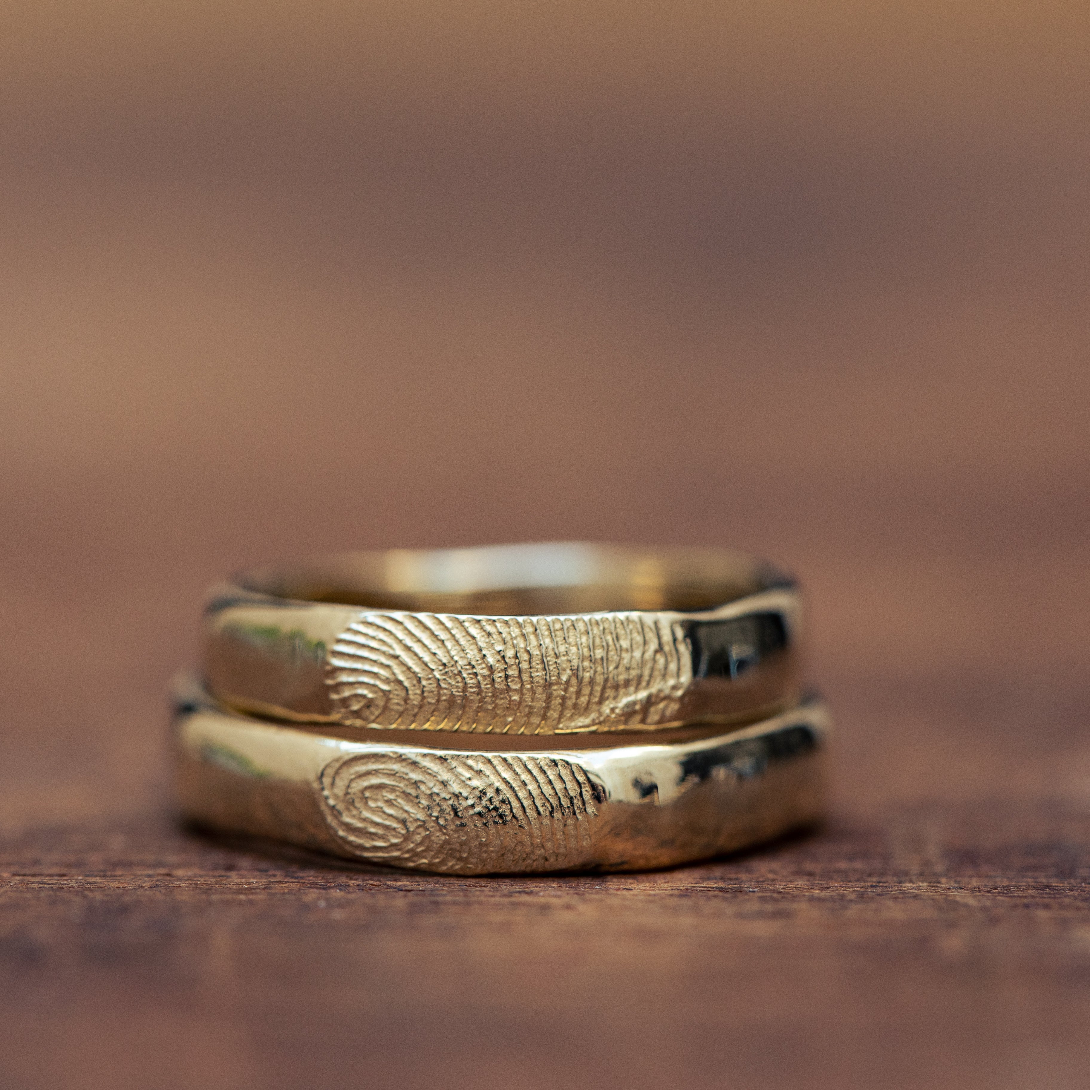 Smooth Raw Fingerprints Wedding Rings Kwintner