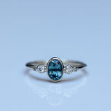 Five Stone Raw Ring with Oval Sapphire and Diamonds
