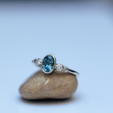 Five Stone Raw Ring with Oval Sapphire and Diamonds