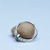 Five Stone Raw Ring with Oval Sapphire and Diamonds