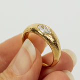 Chunky Texture Ring Set with Lab-Grown Oval Diamond