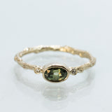 Branch Ring with Green Sapphire and diamonds