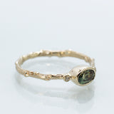 Branch Ring with Green Sapphire and diamonds