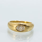Chunky Texture Ring Set with Lab-Grown Oval Diamond