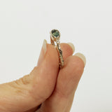 Branch Ring with Green Sapphire and diamonds