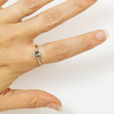 Branch Ring with Green Sapphire and diamonds