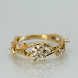Serpentine Branch ring with Round and Marquise Diamonds