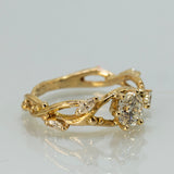 Serpentine Branch ring with Round and Marquise Diamonds