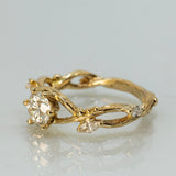Serpentine Branch ring with Round and Marquise Diamonds