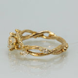 Serpentine Branch ring with Round and Marquise Diamonds