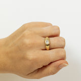Chunky Texture Ring Set with Lab-Grown Oval Diamond