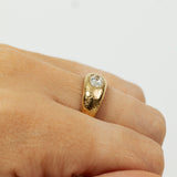 Chunky Texture Ring Set with Lab-Grown Oval Diamond