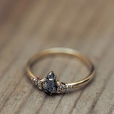 Symmetrical Cluster Ring with Meteorite and Diamonds