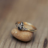 Symmetrical Cluster Ring with Meteorite and Diamonds