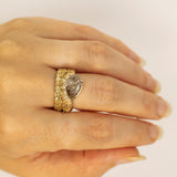 Untamed- Cracked Bark Texture with  Pear Cut Chamapgne Diamond
