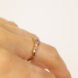 Celectial Wavy Cluster with Purple Sapphir and White Diamonds