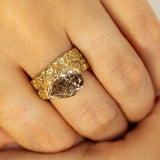 Untamed- Cracked Bark Texture with  Pear Cut Chamapgne Diamond