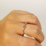 Celectial Wavy Cluster with Purple Sapphir and White Diamonds
