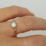 Asymmetric Spreading Branch Engagement Ring