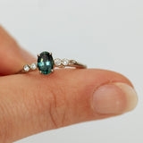 Symmetrical Branch Ring with Sapphire and Diamonds