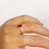 Branch tristone Ring with Oval Pink Sapphire