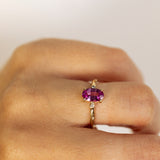 Branch tristone Ring with Oval Pink Sapphire