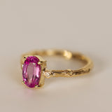 Branch tristone Ring with Oval Pink Sapphire