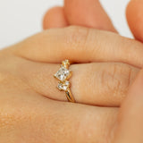 Square Diamond Ring with Asymmetric Cluster Setting