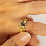 Untamed- Grooved Stump Texture with Pear Bi-Color Sapphire
