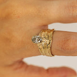 Untamed- Tree Trunk Texture with Oval Champagne Diamond