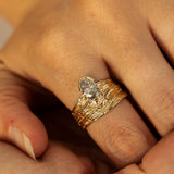 Untamed- Tree Trunk Texture with Oval Champagne Diamond