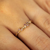 Glimmering Wavy Cluster With Pink Sapphires