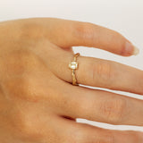 Branch Ring with Emerald-Cut Diamond