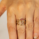 Glimmering Wavy Cluster With Pink Sapphires