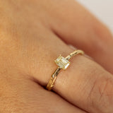 Branch Ring with Emerald-Cut Diamond