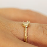 Branch Ring with Emerald-Cut Diamond