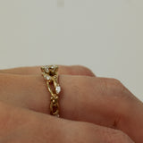 Serpentine Branch ring with Round and Marquise Diamonds