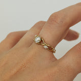 Serpentine Branch ring with Round and Marquise Diamonds