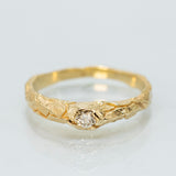 Tapered Cracked Earth Ring With White Diamond