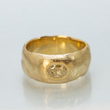Thick&Wide Raw Band With Oval Champagne Diamond