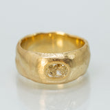Thick&Wide Raw Band With Oval Champagne Diamond