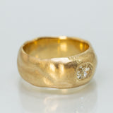 Thick&Wide Raw Band With Oval Champagne Diamond