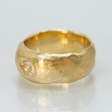 Thick&Wide Raw Band With Oval Champagne Diamond
