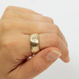 Thick&Wide Raw Band With Oval Champagne Diamond