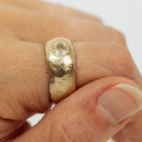 Thick&Wide Raw Band With Oval Champagne Diamond