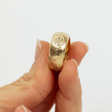 Thick&Wide Raw Band With Oval Champagne Diamond