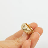 Thick&Wide Raw Band With Oval Champagne Diamond